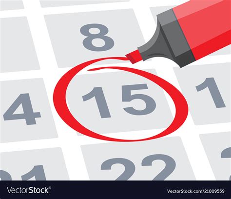 Save The Date With Red Circle Mark On Calendar Vector Image