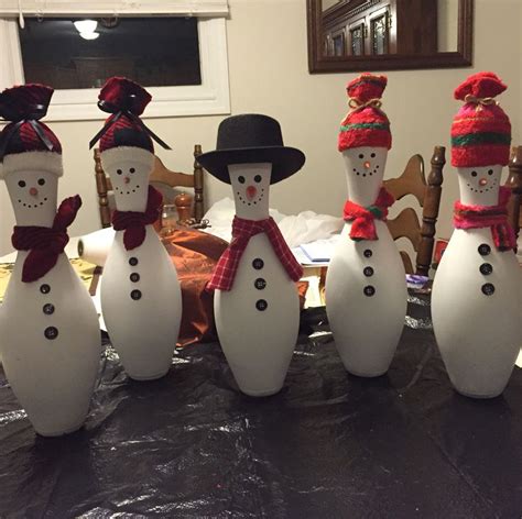 Bowling Pin Idea Craft Diy Snowman Christmas Holiday Winter Ts