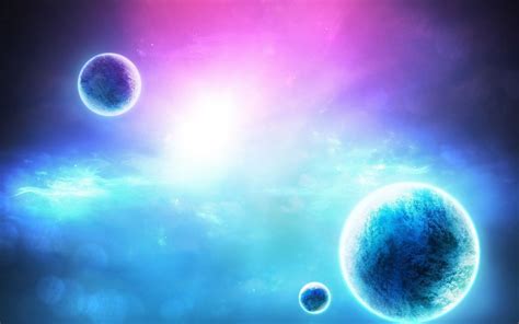 Planet Art Space Glow Abstract Stars Color Moon Sci Fi Space Wallpaper