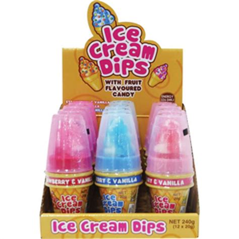 Ice Cream Dips With Fruit Flavoured Candy 20g Lollies N Stuff