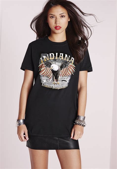 missguided-indiana-slogan-t-shirt-black-women-tops-online,-black-shirt