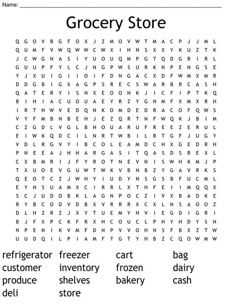 Grocery Store Word Search Printable