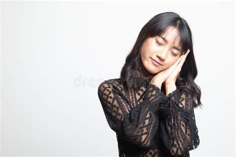 Beautiful Young Asian Woman With Sleeping Gesture Stock Image Image