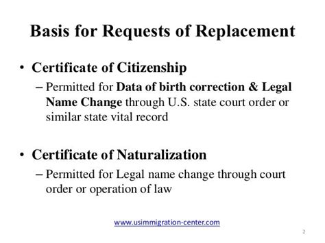 Replacement Of Certificate Of Citizenship Or Naturalization