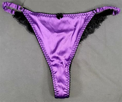 sexy shiny glossy satin purple string bikini thong panties w lace sz m nwot not 19 75 picclick