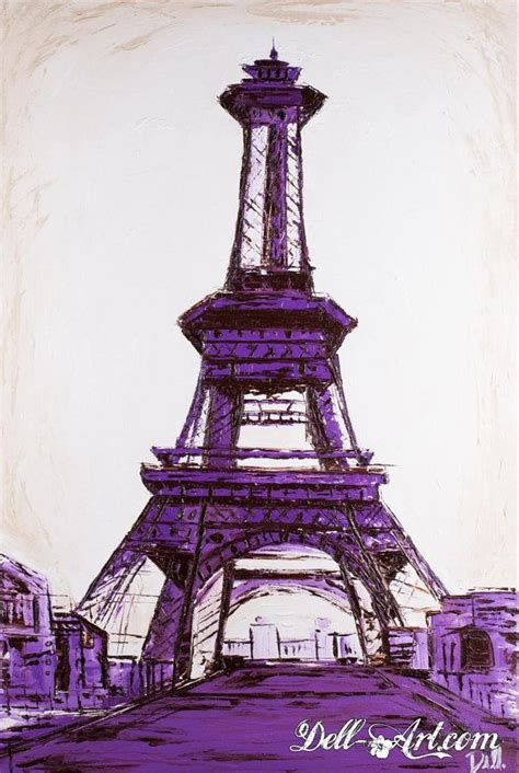 Purple Eiffel Tower Oil On Canvas By Dell Art Eiffel Tower Painting