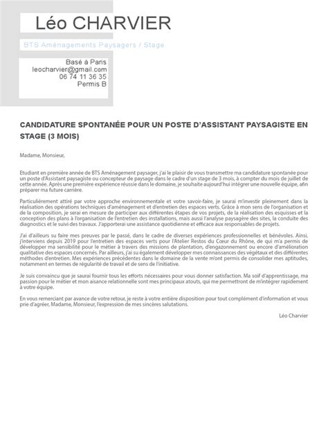 Lettre de Motivation Stage BTS  Sciences humaines  Science