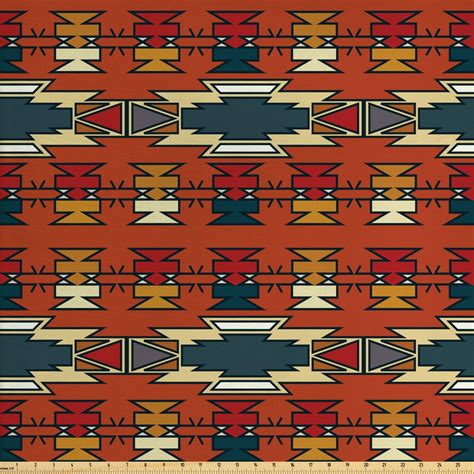 Ethnic Fabric By The Yard Geometric Boho Pattern With Culture Abstract