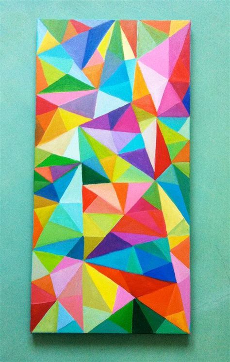 Abstract Painting Colored Triangles Acrylic Painting