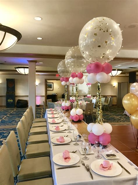 jumbo balloon centerpieces pink and gold party ideas centerpiece ideas sweet 16 party ideas