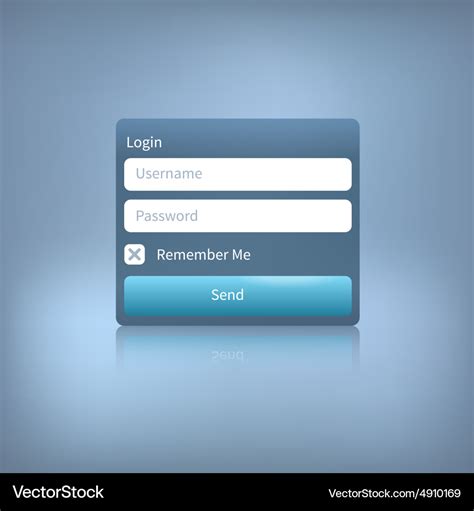 Web Login Panel With Button On Blue Royalty Free Vector