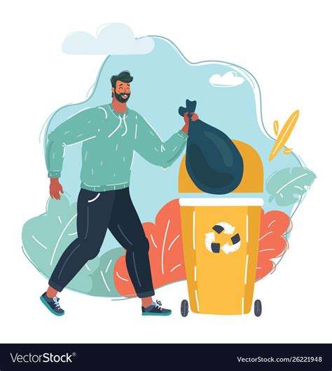 Man Throws A Garbage In Trash Royalty Free Vector Image