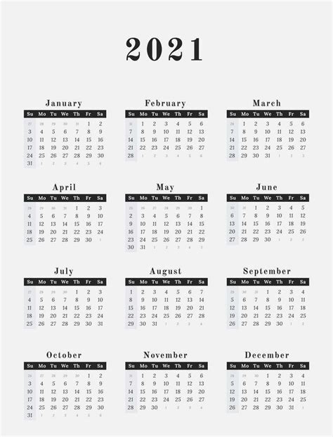12 Month 2021 Calendar Printable Free Letter Templates