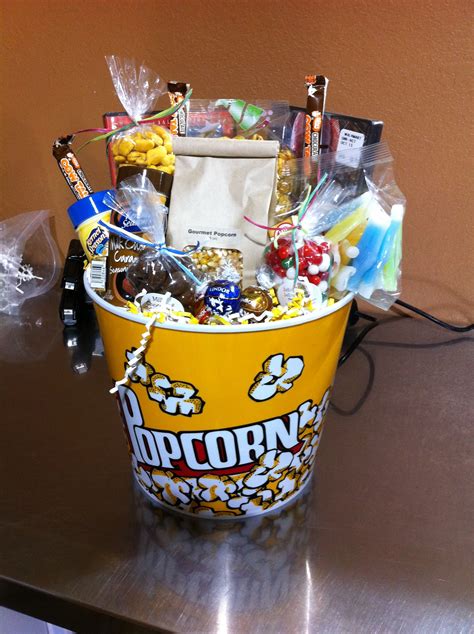 These easy gift baskets make simple gifts. Movie Night gift basket put together for your out-of-town ...