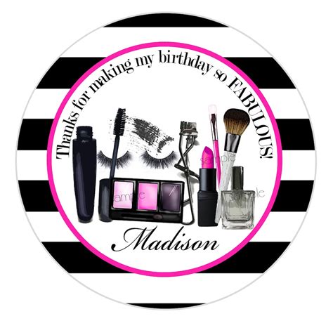 Makeup Stickers Makeup Birthday Party Sweet 13 Spa Party Spa Stickers Tags Party Favors