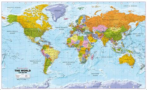 Global Mapping Political World Wall Map Extra Large Paper Stanfords