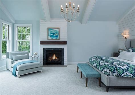 The Master Bedroom Features A Very Soothing Blue Paint Color