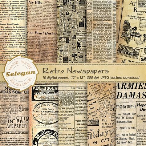 Retro Newspapers Antique Old Vintage Worn Classic News Paper Etsy