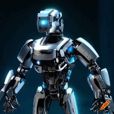 Futuristic Battle Robot With Chrome Exterior