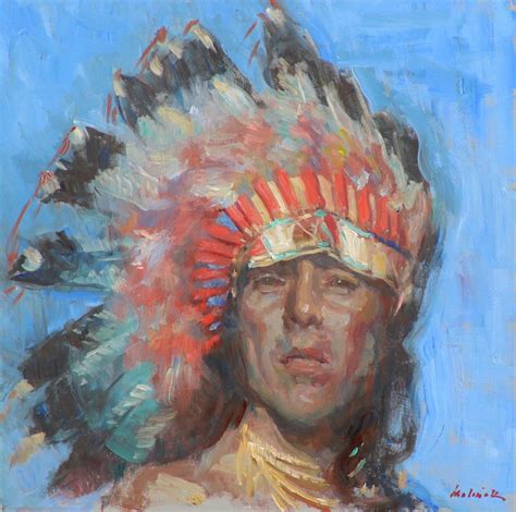 William Kalwick Eagle Feather Native American Indian Oil Painting