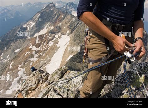 Climbers Preparing To Climb The Classic North West Ridge Of Mt Sir