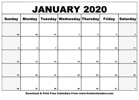 Excel Word Calendrier Janvier 2020 Get Images