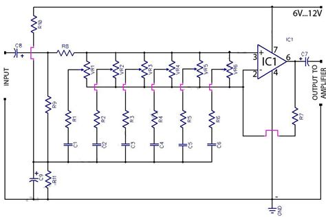 World Technical Graphic Equaliser Using 741 Op Amp 6 Band