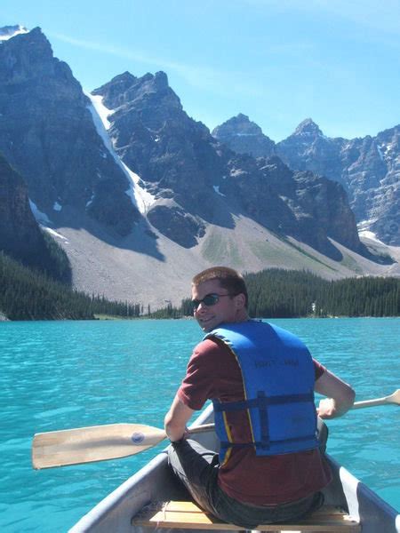 Chris Canoeing On Lake Moraine Photo