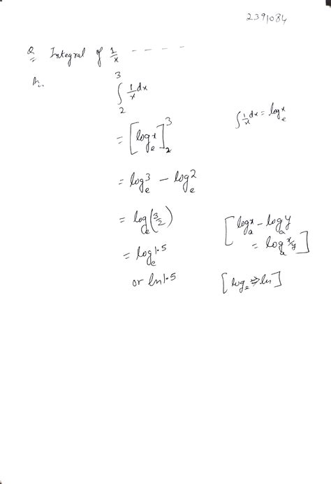 What Is Integral Of 1x Dx Upper Limit3 Lower Limit 2