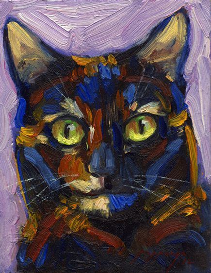 New Listing Tortoiseshell Cat With Intense Green Eyes Oil Painting On