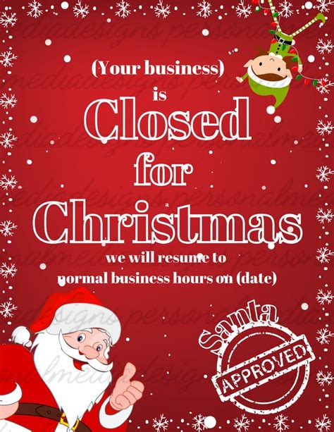 Red Santa Humor Design Closed For Holiday Digital Sign And Flyer