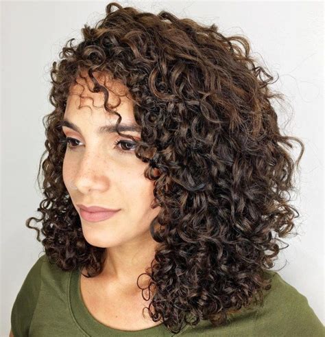 Shoulder Length Spiral Curls Layered Curly Haircuts Mid Length Curly