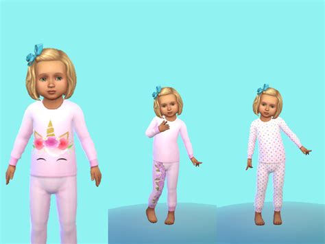 The Sims Resource Polkadots And Unicorns Toddlers Clothing Set