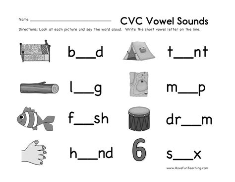 Cvc Vowel Sounds Worksheet