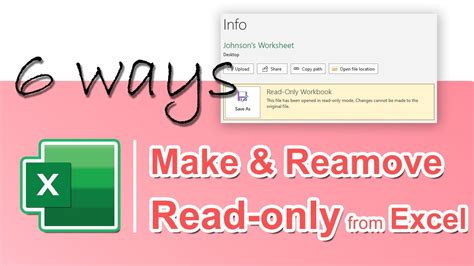 How To Make Remove Read Only From Excel Excel Read Only Change Youtube