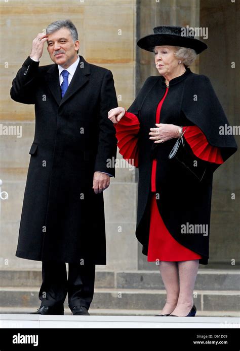 Dutch Queen Beatrix R Welcomes Turkish President Abdullah Gul At The