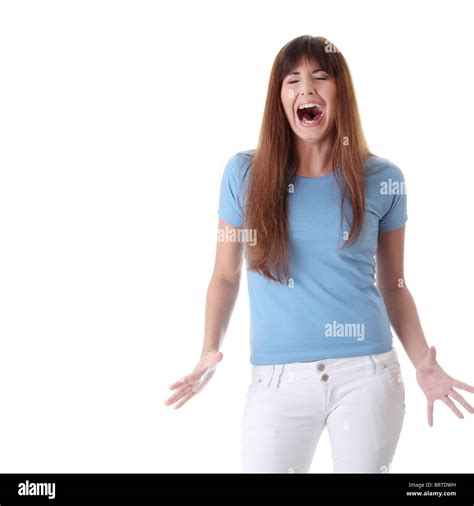 Shocked Teenage Girl Surprised Screaming Portrait Banque De Photographies Et D’images à Haute