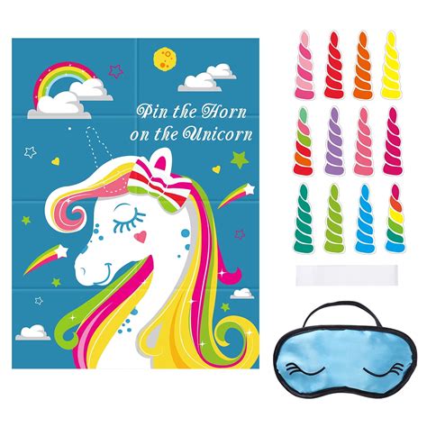 Unomor Pin The Horn On The Unicorn Party Game For Kids Birthday Party
