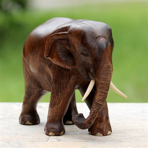 Unicef Market Handcrafted Thai Wooden Elephant Sculpture Gentle Giant