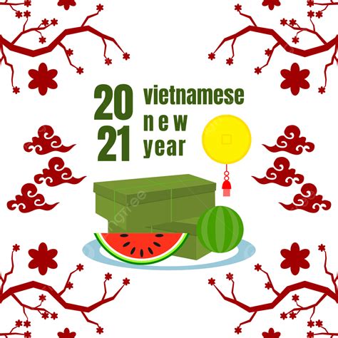 Vector Cloud Vietnamese New Year 2021 Sunflower Design With Watermelon