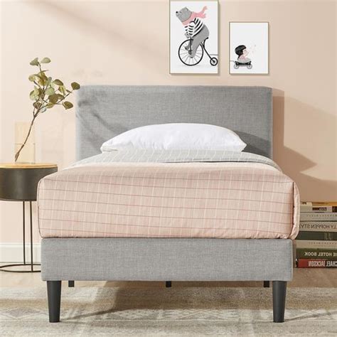 zinus bed frame king single size fabric bed light grey nelly bunnings australia