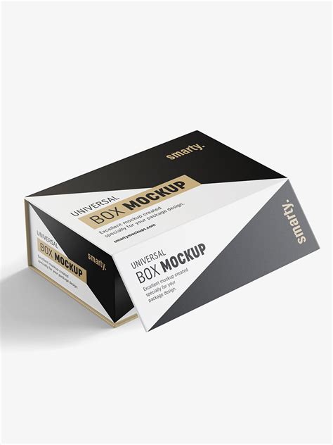 Psd file consists of smart objects. Cardboard box mockup / 160x90x260 - Smarty Mockups