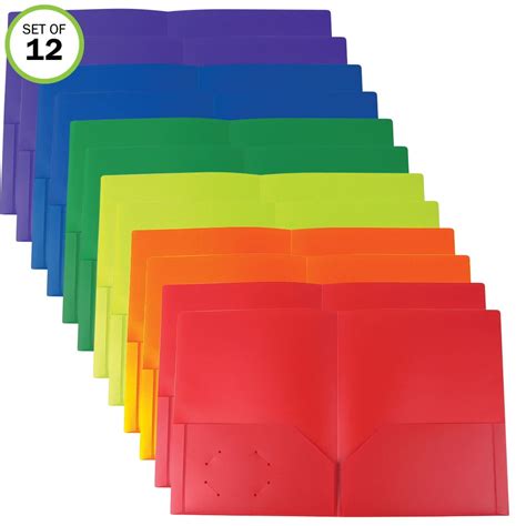 Evelots 2 Pocket Folders Heavy Duty Plastic Business Card Slot Flexible