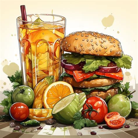 Premium Ai Image Food Choice Healthy And Junk Lifestyle Illustration