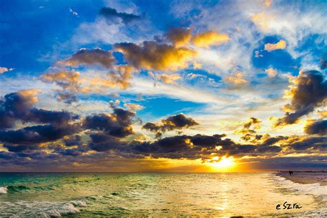Sunset Cloudscape Silver Lining Gold Blue Pensacola Sky Photograph By