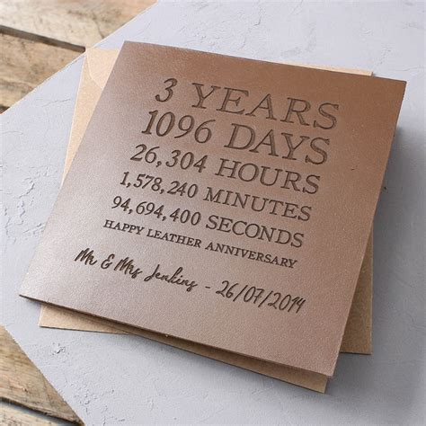 Thank you for sharing the wonderful advice, that husband yours is definitely one of the. Personalised Time Card - Leather 3rd Anniversary ...