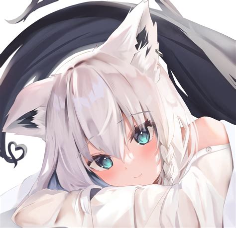 anime anime girls fox girl fox ears fox tail blue eyes white hair braids wallpaper resolution