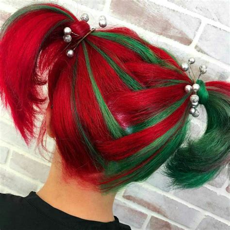 Eed And Green Christmas Hair Colors Hair Color Dark Cool Hair Color