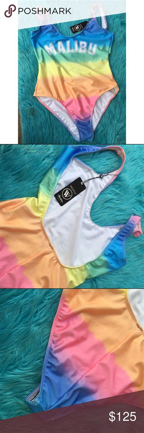Wildfox Sz L Malibu Rainbow One Piece Swimsuit Clothes Design Swimsuits Swimsuit Brands