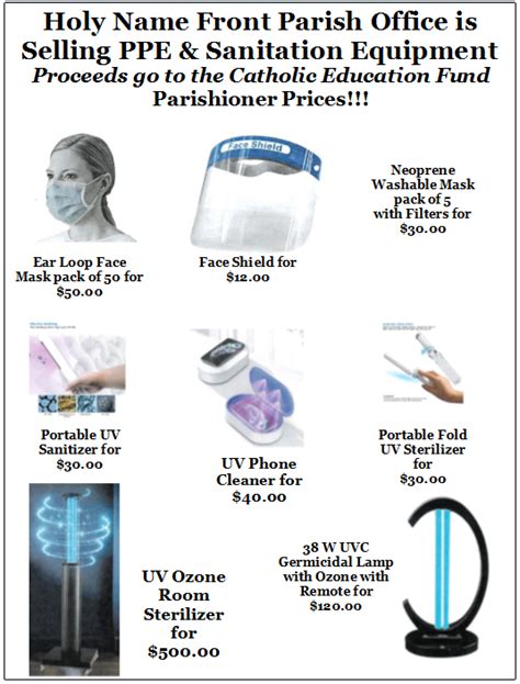 Fill out the form below to purchase a gift certificate for a friend or loved one. Holy Name Gift Shop is selling PPE & Sanitation Equipment ...